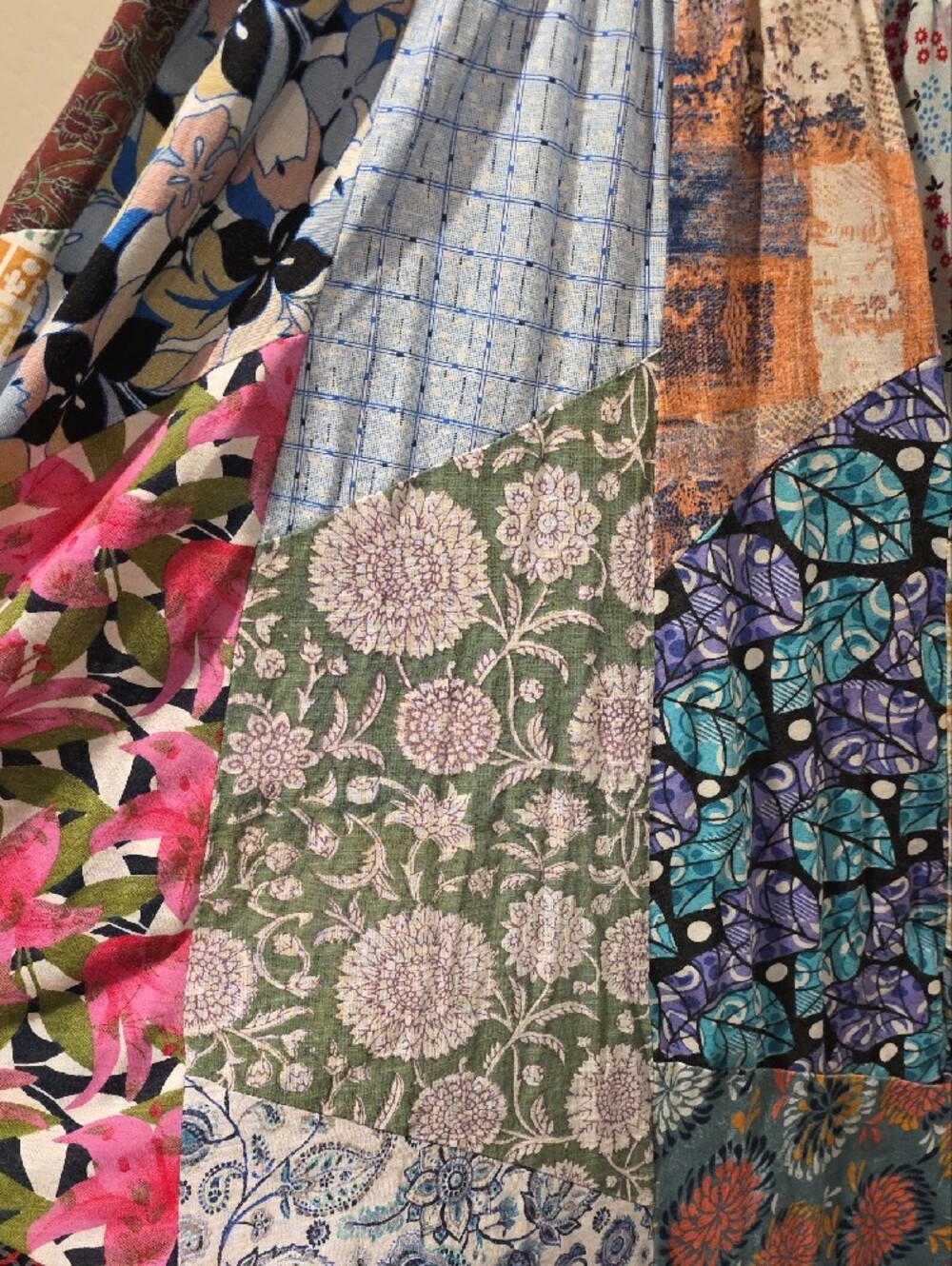 Blue Sky Multicolor Patchwork Maxi Dress - Blue, Pink, Yellow, Cream, Red - Picture 5 of 7